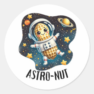 Astro-Nut Peanut, Astronaut Pun    Classic Round Sticker