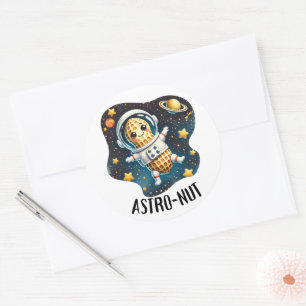Astro-Nut Peanut, Astronaut Pun Classic Round Sticker
