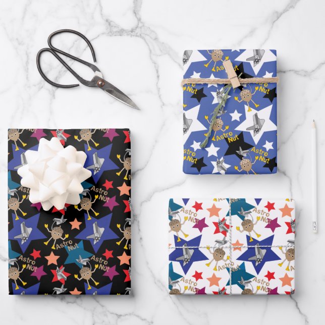 Astro Nut Stars Wrapping Paper Sheet (Front)