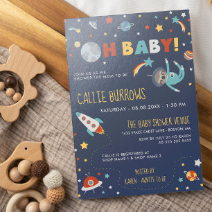 Astro Sloth - Oh Baby! Space Baby Shower Invitation