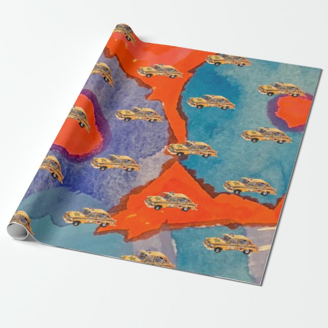 Astro Taxi Wrapping Paper (Unrolled)
