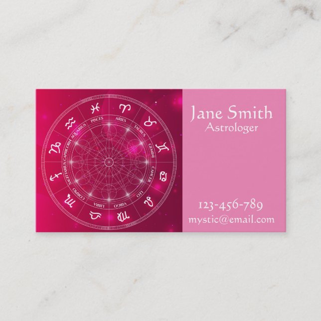 Astrologer Astrology business services pink Business Card (Front)