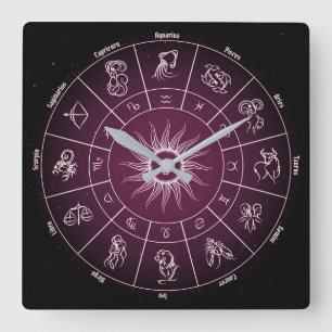 astrological circle square wall clock