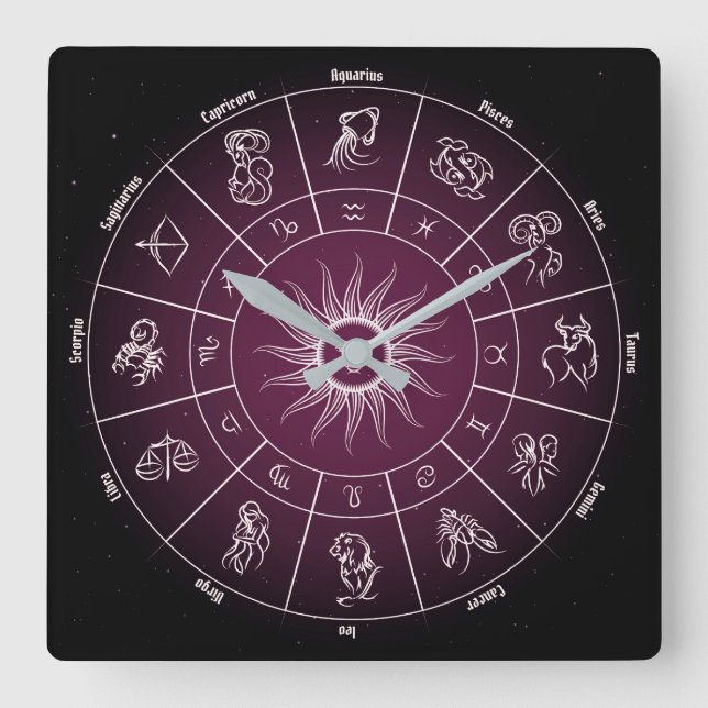 astrological circle square wall clock (Front)