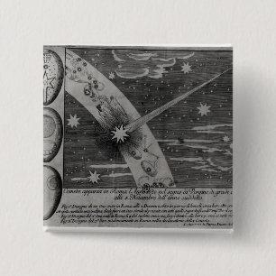 Astrological diagram of the comet 15 cm square badge