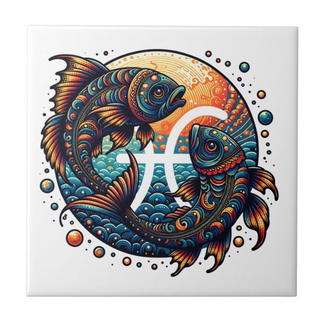 Astrological Horoscope Sign Pisces Zodiac   Tile (Front)