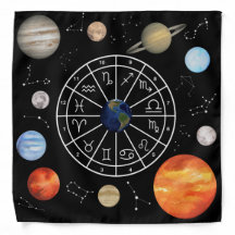 Astrological Natal Wheel Tarot/Altar Cloth Bandann