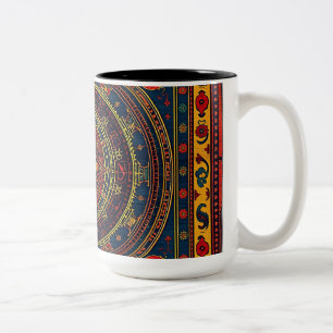 Astrological Oriental Rug Design Two-Tone Coffee Mug