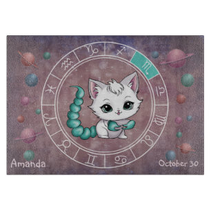 Astrological Scorpio Cute cat Zodiac Wheel Planet Cutting Board