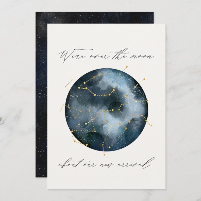 Astrological script watercolor moon star celestial (Front/Back)