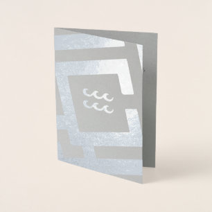 Astrological Sign Aquarius Silver Custom Text Foil Card