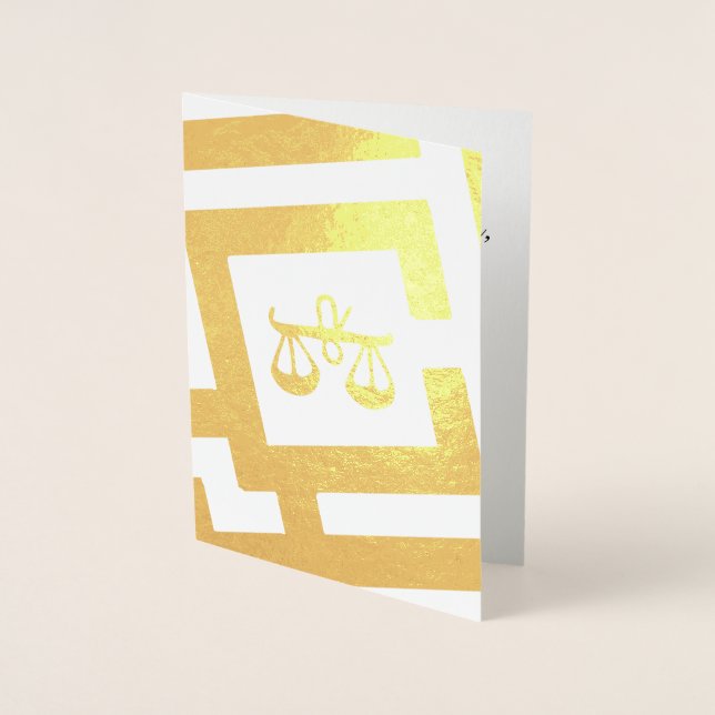 Astrological Sign Libra Foil Decor Custom Text Card (Front)