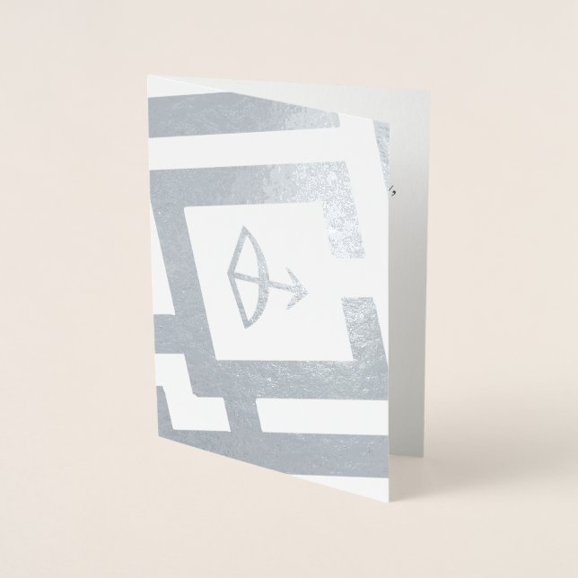 Astrological Sign Sagittarius Silver Custom Text Foil Card (Front)