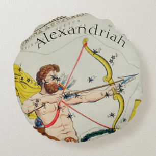 Astrological sign star map Sagittarius Round Pillo Cushion