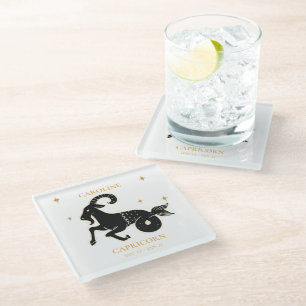 Astrological Zodiac Sign Capricorn Name Gift Glass Coaster
