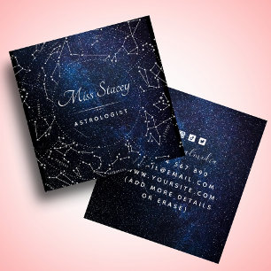Astrologist Blue Cosmic Sky Star Constellation Square Business Card