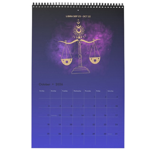 Astrology 2026 wall Calendar (Oct 2026)