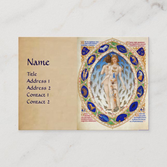ASTROLOGY AND ZODIACAL SIGNS Astrologist Parchment Business Card (Front)