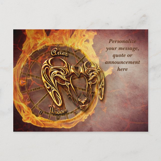 Astrology Aries Horoscope Personal Message Quote Announcement Postcard (Front)