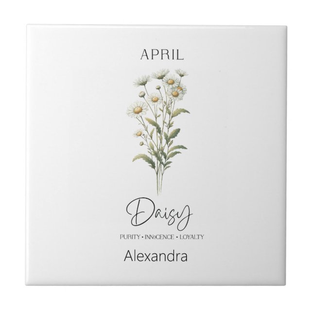 Astrology Birth Month April | Flower Daisy Tile (Front)
