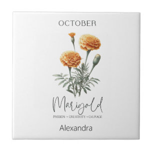 Astrology Birth Month October   Flower Marigold Tile