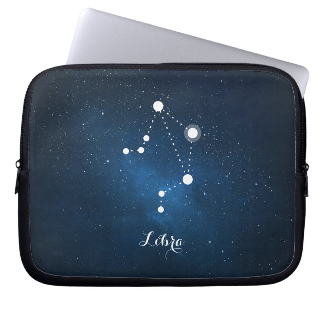 Astrology Blue Nebula Libra Zodiac Sign Laptop Sleeve (Front)