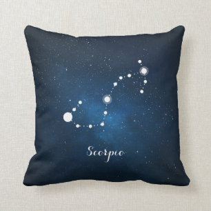 Astrology Blue Nebula Scorpio Zodiac Sign Cushion