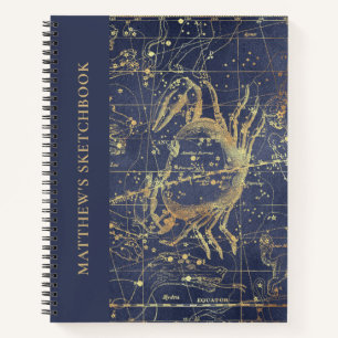 Astrology Cancer Horoscope Sketchbook with Name Notebook