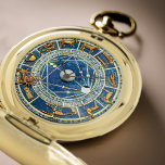 Astrology Constellations Elegant Vintage Celestial Pocket Watch<br><div class="desc">Gaze into the future and the past with this vintage style celestial pocket watch. The zodiac signs march across the wheel in antique gold and divine blue,  in a timeless time piece that's a perfect birthday gift idea for the astrologer. Art by Frizio Annovi,  CC0.</div>