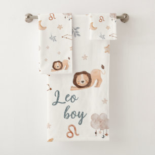 Astrology design: Watercolor Leo Zodiac Sign Bath Towel Set