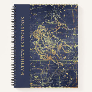 Astrology Gemini Horoscope Sketchbook with Name Notebook