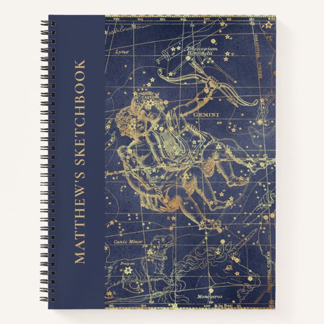 Astrology Gemini Horoscope Sketchbook with Name Notebook (Front)