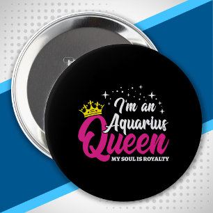 Astrology January February Birthday Aquarius Queen 10 Cm Round Badge