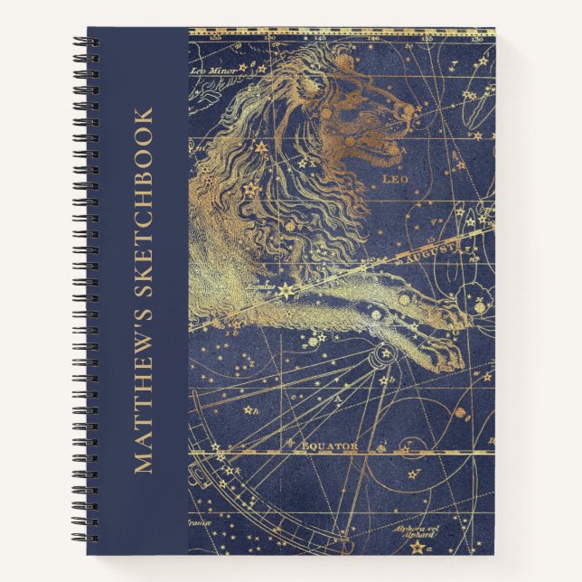 Astrology Leo Horoscope Sketchbook with Name Notebook (Front)