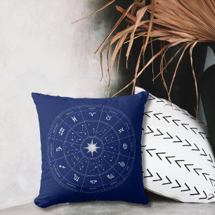 Astrology Navy Blue Zodiac Cushion