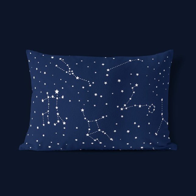 Astrology Navy White Stars Night Constellation Pillowcase (Mockup)