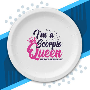 Astrology October November Birthday Scorpio Queen Paper Plate