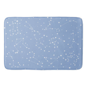 Astrology Pastel Blue White Stars Constellation Bath Mat