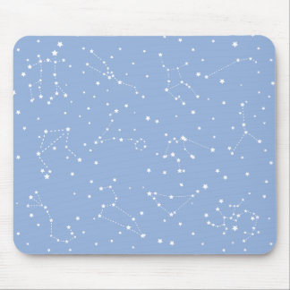 Astrology Pastel Blue White Stars Constellation Mouse Mat