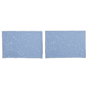 Astrology Pastel Blue White Stars Constellation Pillowcase