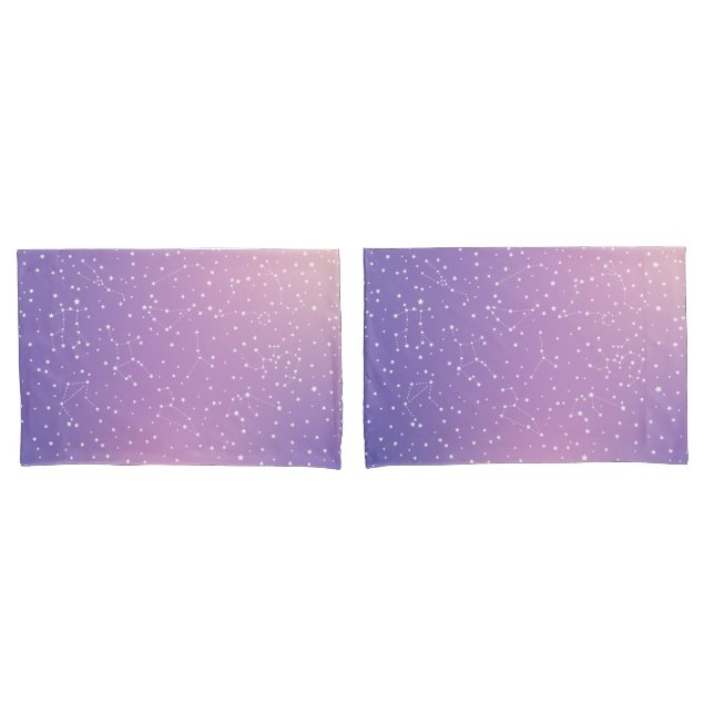 Astrology Purple Pink Aura Stars Constellation Pillowcase (Front-Set)