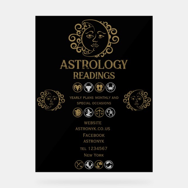 Astrology Reading Acrylic Sign (Front)
