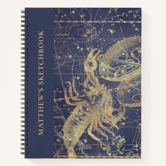 Astrology Scorpio Horoscope Sketchbook With Name Notebook (Front)
