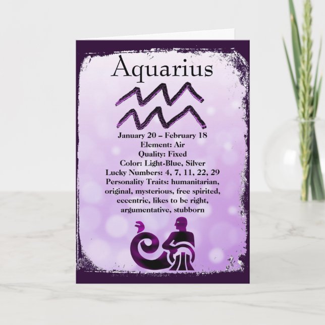 Astrology Sign Aquarius Horoscope Zodiac Card (Front)