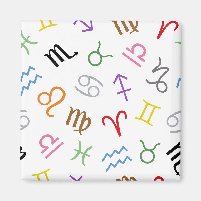 Astrology Sign Symbols Lg Pattern Colour+White Magnet (Front)