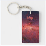 Astrology Space Keychain<br><div class="desc">Cool astrology keychain with a beautiful image of the universe. Personalise for your own star sign. Script lettering in peachy beige colour to match the shown galaxy!</div>