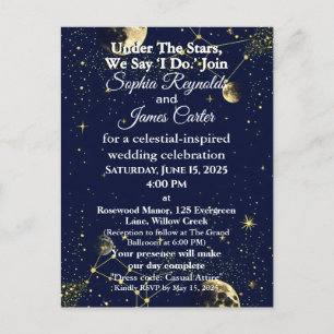 Astrology & Starry Night Theme   Celestial Wedding Holiday Postcard