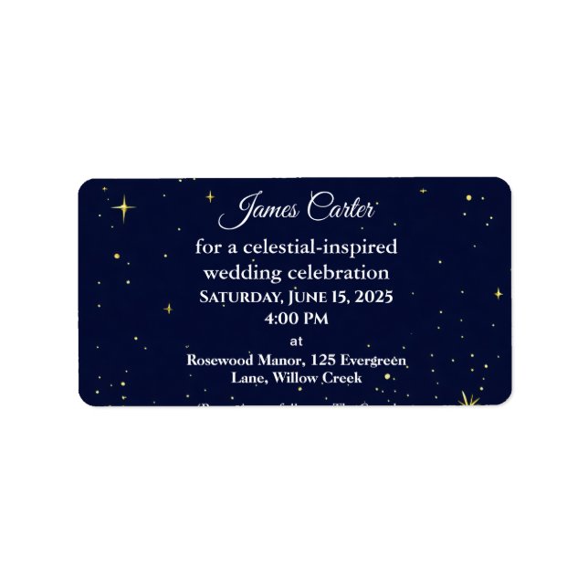 Astrology & Starry Night Theme | Celestial Wedding Label (Front)
