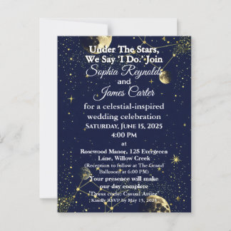 Astrology & Starry Night Theme | Celestial Wedding Postcard