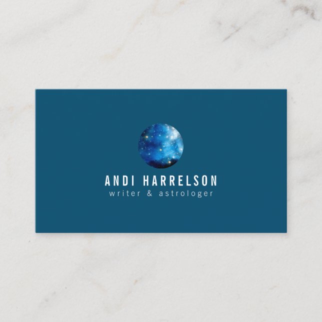 Astrology, Stars, Planet Blue Business Card (Front)